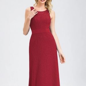 Brand New Burgundy Lace Elegant Evening Dress